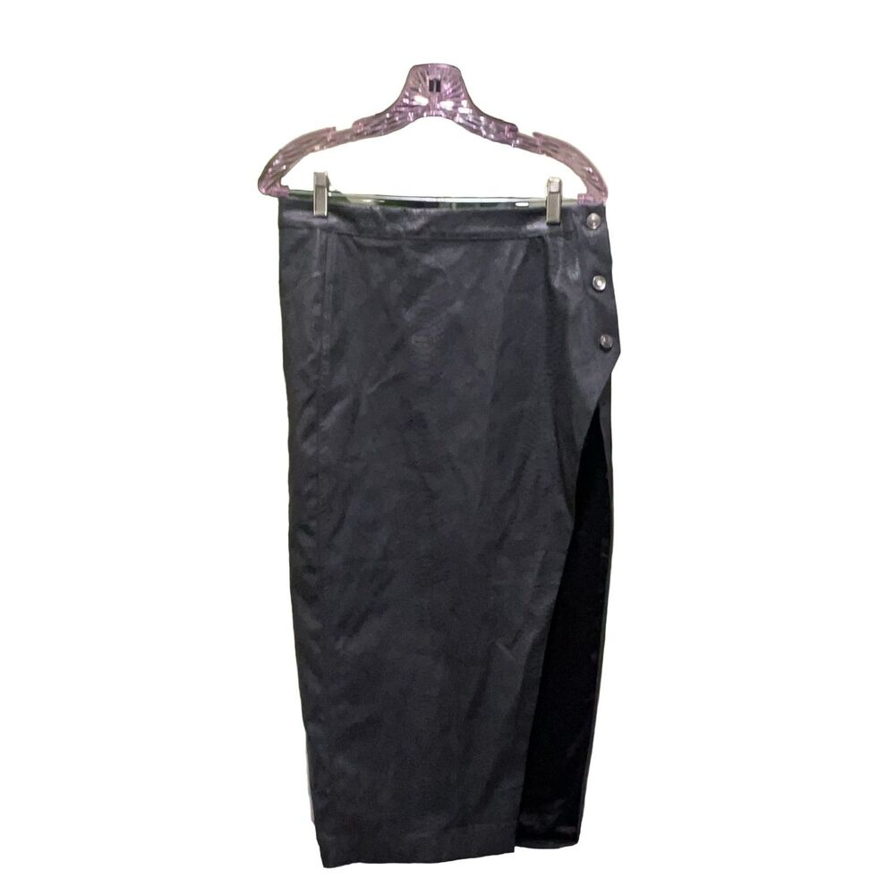 Naked Wardrobe Faux Leather Snakeskin Wrap Skirt NW-S4562-L Dark Grey L
